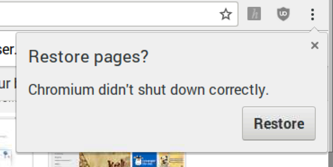 chrome restore pages error